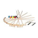Relaxdays Game Krocket, 8 Spieler, für Klein & Groß, Komplettset mit Tasche, Croquet Set Holz, Schläger, Mehrfarbig, 76 x 13 x 3 cm