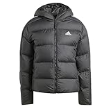 adidas Damen Essentials 3-Stripes Mid Down Hooded Jacket, Black, M