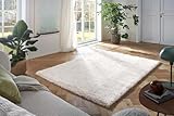 Taracarpet Flokati Teppich Langflor Kuscheliger Shaggy Weich Hochflor Wohnzimmer Schlafzimmer Home deko Modern Flauschig Anti-Rutsch Unterseite Creme 140x200 cm