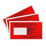 KLEBASTO Lieferscheintaschen DIN Lang Rot | Rechnung/Lieferschein | Paketbegleitscheintasche in 11 Sprachen