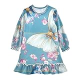 ISAOA Mädchen-Nachthemd, Nachtwäsche, leicht, weiches Pyjama-Kleid für Mädchen, 3–10 Jahre, Schmetterling, kleine Blume, multi, 4 Jahre