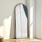 HULUWA 162x53cm Bogen Ganzkörperspiegel,Gewölbter Standspiegel,Rahmen aus Aluminiumlegierung,Hartglas,Lehnend,für Schlafzimmer,Wohnzimmer,Garderobe,Schwarz