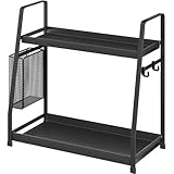 OROPY 2 Tier Gewürzregal für Arbeitsplatte, Metall Stehende Küche Lagerung Veranstalter Regal, Vertikale Würze Jars Rack, schwarz