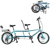 MAYFABD Tandem Beach Cruiser Fahrrad für Erwachsene Faltbares Tandem Beach Cruiser Fahrrad für Erwachsene Dreisitzer 7 Gang Maximale Belastung 300 kg Familienreisen und Paarfahrten,Schwarz