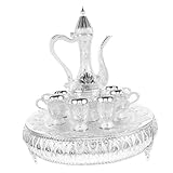 Cabilock Vintage Wein Set mit Metall weinkanne und Robusten Bechern Kunstvolles Wein karaffen Set für Zuhause Büro und Feierlichkeiten Einfach zu Reinigen Stilvolle Geschenkidee