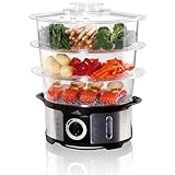 ETA Dampfgarer Steampot I 1100 W I 3 transparente Behälter I Fassungsvermögen 12,25 l I Reisschüssel 1,5 l I Eieraufsatz I Timer