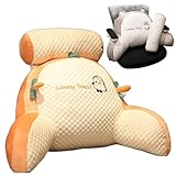 YCYATS Mivoza Rückenkissen, Abnehmbare Flauschige Rückenlehne mit Armstütze, Bett-Lesekeilkissen für Boden/Tagesbett/Stuhl für Mehr Unterstützung von Kopf und Nacken (Klein, Orange)