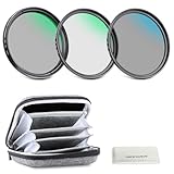 NEEWER 55mm UV/CPL/ND Objektiv Filter Set mit Hartschalenetui, vergütetes optisches Glas Zubehör& Aluminiumrahmen Ultraviolett Filter + Zirkular Polarisationsfilter(CPL) + Neutraldichte(ND4) Filter