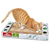 kogu ® Katzen Kratzbrett mit 4 Bällen und Katzenminze inklusive, ergonomisch geformt mit Umrandung für sauberes Spielen und kratzen von Katzen zum Schutz der Wohnung, ideale Maße 45x25x5cm