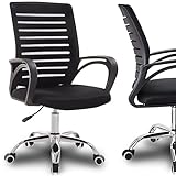 Retoo Bürostuhl Bürodrehstuhl Ergonomischer mit Netzbespannung und hoher Rückenlehne bis zu 120kg Drehstuhl Schreibtischstuhl Chefsessel Computerstuhl Computer-Tischstuhl Schwarz (96cm)