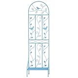 LTSRLL Extra Hohes Rankhilfe Gitter, Rostfreie Pflanzenschutzstütze Mit Sockel 4 Farben Kletterhilfe Für Pflanzen(Blue,180x50cm)