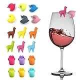 Luvadeyo 18Pcs Wine Glass Charms Tags Cute Animals, Silicone Wine Glass Drink Markers for Party Decorations Home Use Glass Marker Wine Marker