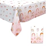Regenbogen Tischdecke Party Tischdecke Boho Style Bunt Wasserdicht Einweg Plastik Tischdecken Regenbogen Tischtuch Niedliche Tischdeko für Kinder Mädchen Jungen Geburtstag Party 137 x 274 cm