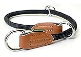 Leisegrün Hundehalsband Paracord verstellbar | Halsband für Hunde aus Nylon | Modell Devon | Schwarz | Größe: S