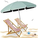 XUQQU Tragbarer Picknick-Strandschirm Im Freien, Kleiner Terrassenschirm, Gartenschirm Für Tische Und Stühle, Tragbarer Sonnenschirm Für Den Außenbereich Mit Erdungsstecker(Cyan,2.40m/7.87ft)