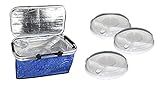 WAK 3er Set Mikrowellenteller mit Deckel und 3 Fächern (Unterteilungen) Dampfventil Mikrowellengeschirr ideal zum Aufbewahren und Erhitzen von Speisen - BPA frei Plus Kühlkorb