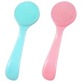 Oruola 2 Stück Manuelle Gesichtsreinigungsbürste,Gesichtsschrubber Silikon,Silikon Gesichtsbürste,Reinigungsbürste Gesicht für Porenreinigung und Make-up-Rückstände,Peeling Bürste(Blau, Rosa)