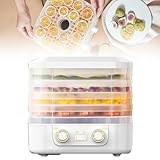Dörrautomat, 2025 Neuestes Lebensmittel Dörrautomaten mit 5 Tabletts, Dehydrator (35-70°C) Temperatur Einstellbar 360° Umwälztrocknung LED-Display Dörrapparat für Fleisch, Obst, Gemüse (Weiß)