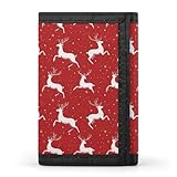 TZTTZT Running Deer Geldbörse für Herren, 8 Kreditkartenfächer, schmal, minimalistisch, Vordertasche, klein, doppelt gefaltet, Rot