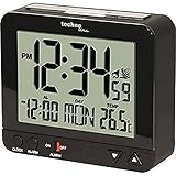 Technoline Funkwecker WT 195 mit Innentemperaturanzeige und Nachtlich, Schwarz, 3,2 cm l x 9,5 cm w x 8 cm h