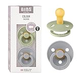 BIBS Colour Schnuller 2er-Pack, BPA-frei, Kirschform Nippel. Naturkautschuk/Latex, Hergestellt in Dänemark. Größe 1 | 0+ Monate | 2-Pack, Sage/Cloud