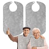 Risipu Pack of 2 Bavoir Adulte Reusable and Elegant Large Bib,Washable Bib with Crumb Tray Bib for Seniors Women Clothing Protection for Elderly Patients Bavoir Adulte Humoristique Bavoir Pour Adulte
