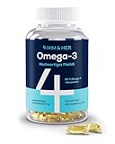 4 HIM & HER Omega-3 Fischöl-Kapseln – 80% Konzentriertes Omega-3-Kapseln Hochdosiert – 668 mg EPA und 500 mg DHA + 83,4 mg DPA pro Portion – 120 Softgels – für 2 Monate