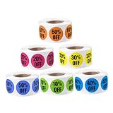 TOPBATHY 6 Rollen 3000 Stück Mall Rabattetiketten Preisauszeichner Etiketten Bezahlte Aufkleber Flohmarktaufkleber Mit Preisen Coupon Organizer Ordner Verkaufsaufkleber Für