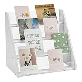 UNICRAFTALE 4 Stöckiger Präsentationsständer Für Grußkarten Vitrine Bambus Acryl Tragbarer Präsentationsständer Für Aufkleber Postkartenständer Weiße Theke Verkaufspräsentationsständer Für Tischplatte