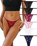 ALL OF ME 6er Pack Sexy String Tangas Set Unterhosen Damen Spitze Unterwäsche Weiche Frau Lingerie Hipster Sexy Thongs for Women Mehrpack S-XL