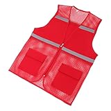 PartyKindom Rote Reflektierende Sicherheitsweste Xxxl mit Reißverschluss und Taschen Atmungsaktive Warnweste für Bauarbeiter Müllmänner und Notfälle Am Straßenrand