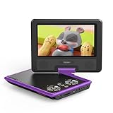 YOTON 9,5' Tragbarer DVD-Player für Kinder im Auto mit 7,5' HD-Schwenkbildschirm, Stereo-Lautsprechern, 6 Stunden Akkulaufzeit, Sync-TV/USB/SD-Karten-Unterstützung, Lila [Kein Blu-ray Support]