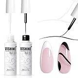 Vishine Gel-Nagellack-Set, 2 klassische weiße und schwarze Farben, Gel-Kunstfarbe für Wirbelnägel, Euphoria, dünner Nagelkunst-Pinsel in Gelstiften, Soak-Off-Nagelkunst-Set