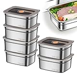 GOMETY 6 Stück Aufschnittbox Fresh, 1200ML Edelstahl Lebensmittel Aufbewahrungsbox, Frischhaltedosen Mit Deckel, Frischhaltedosen aus Edelstahl Spülmaschinenfest & Stapelbar für Obst Fleisch Käse