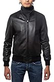 ALBERTO ZACCAGNINI Herren Lederjacke | Herren Bomberjacke aus echtem Leder Made in Italy | Herbstjacke | AZ0089, Schwarz , 48