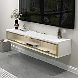 Schwebender Aufbewahrungsschrank unter dem Fernseher, Wandmontage, TV-Regal, schwimmende Medienkonsole, TV-Schrank mit Klappentür, modernes schwimmendes TV-Gerät für Zuhause, Wohnzimmer, Schlafzimmer