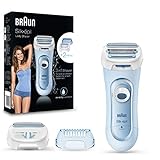 Braun Silk-épil Lady Shaver, Damenrasierer elektrisch, 3-in-1 Elektrischer Rasierer, Trimmer- und Peeling-System, Wet&Dry, 5160, blau