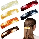 6 Stücke Haarspange, Automatische Haarspangen für feines Haar und mitteldickes Haar, Klassische Französische Große Haarspangen, Schildpatt-Haarspangen für Frauen und Mädchen, Bernstein