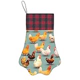 HUIKGIER Weihnachtsstrumpf mit niedlichem Huhn-Motiv, personalisierbar, für Haustiere, Weihnachtsbaumdekoration, Süßigkeiten-Geschenk, Schwarz , Einheitsgröße
