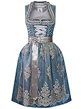 Alpenmärchen Midi Dirndl aus Exklusiver Kollektion inkl. Spitzenschürze Gr.38 - ALM993