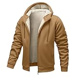 Generisch Thermojacke Herren Fleecefutter Winterjacke mit Tasche Kapuzenjacke Einfarbiges Bequem Fleecejacke Modische Warm Freizeitjacke Gefütterte Vintage Übergangsjacke Arbeitsjacke