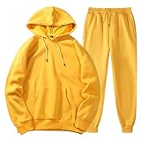 Generisch 2025 - Männer mit Hosen Hoodie Plus Freizeit Winter Fleece mit Kapuze Damen Anzüge Pullover Hosen Sweatershirt Top Hose Weste Kleid (Yellow, L)