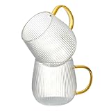 GLASKEY Kaffeegläser Set 2er,Latte Macchiato Gläser, 370 ml Teegläser mit Henkel,Spülmaschinengeeignet,Geeignet für Cappuccino,Latte,Heiß-/kalte Getränke