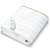 Beurer TS 15 Wärmeunterbett, mit Sicherheitsautomatik aus weichem Vlies und mit 3 Temperaturstufen, einfache Fixierung auf Bett und Matratze, waschbar bei 30⁰, 150 x 80 cm, Grün