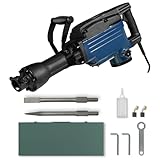EBERTH Abbruchhammer Stemmhammer Meißelhammer Elektrisch 1600W (230V, 1800 Schläge/Min, 36-42 Joule, SDS HEX Sechskantaufnahme 30mm, Robuster Zusatzgriff, Inklusive Flachmeißel, Spitzmeißel, Koffer)