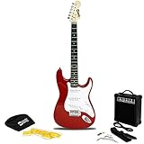 RockJam Full Size Electric Guitar Kit with 10-Watt Guitar Amp, Lessons, Strap, Gig Bag, Picks, Whammy, Lead and Spare Strings - Red