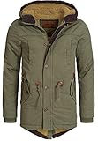 Indicode Herren Barge Winterjacke m. Kapuze & Teddyfutter | Winterparka Herrenjacke Parka Army M
