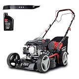 Scheppach Rasenmäher RM420A | 5 in 1-3,3PS | Schnittbreite 420mm | 45L Fangkorb | Schnitthöhenverstellung 25-75 mm | inkl. Radantrieb, Reinigungsfunktion & Motoröl & 2. Mähmesser