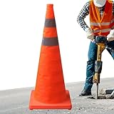 Parking Cones - Foldable Safety Markers for Outdoor Use | Waterproof Orange Set with Stable Base, Visibility Tool for School Sports Construction Driveway Street Soccer and Industrial Zones