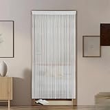 ElevaPulse Fadenvorhang Reinweiß 100 x 245 cm - Türvorhang Insektenschutz für Fliegenvorhang Terrassentür und Balkontür, Fliegenschutz Türgardine mit einfacher Montage, waschbarer